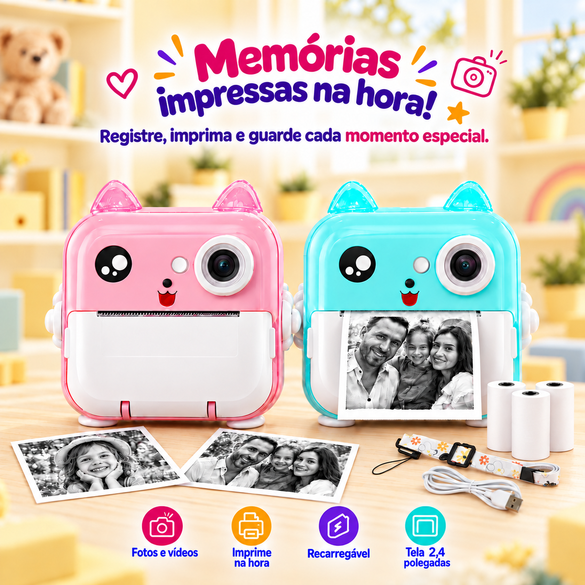 Câmera InstaKids — Impressão Instantânea