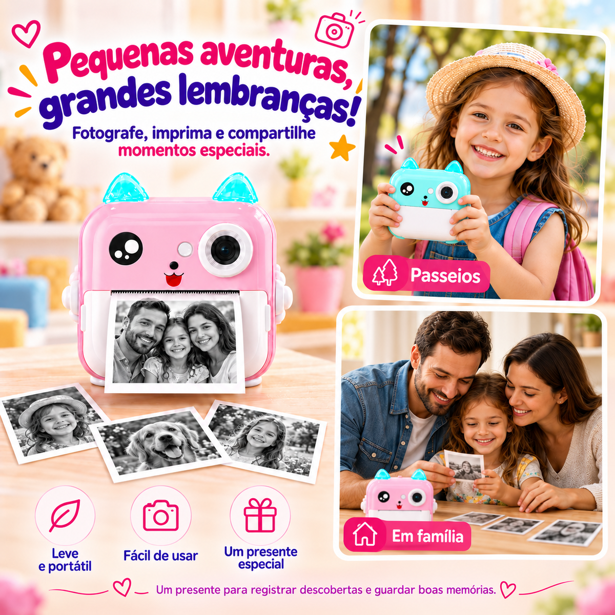 Câmera InstaKids — Impressão Instantânea