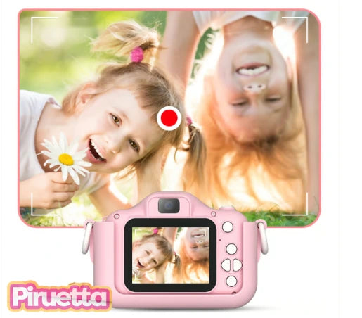Câmera Gatinho rosa gravando duas meninas sorrindo em vídeo
